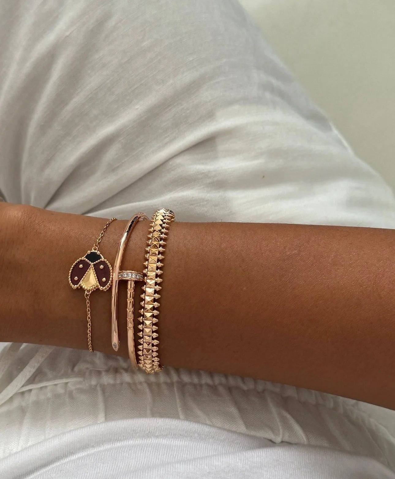Celeste Rhinestone Nail Bracelet (Silver, Gold & Rose Gold)