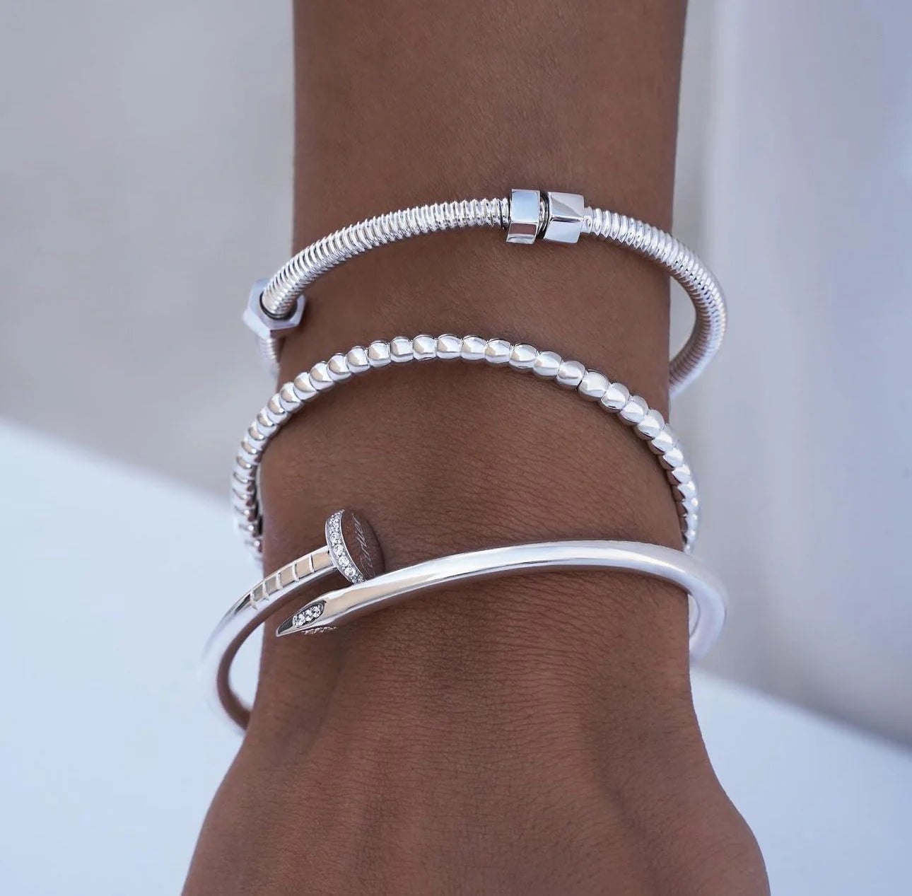 Celeste Rhinestone Nail Bracelet (Silver, Gold & Rose Gold)