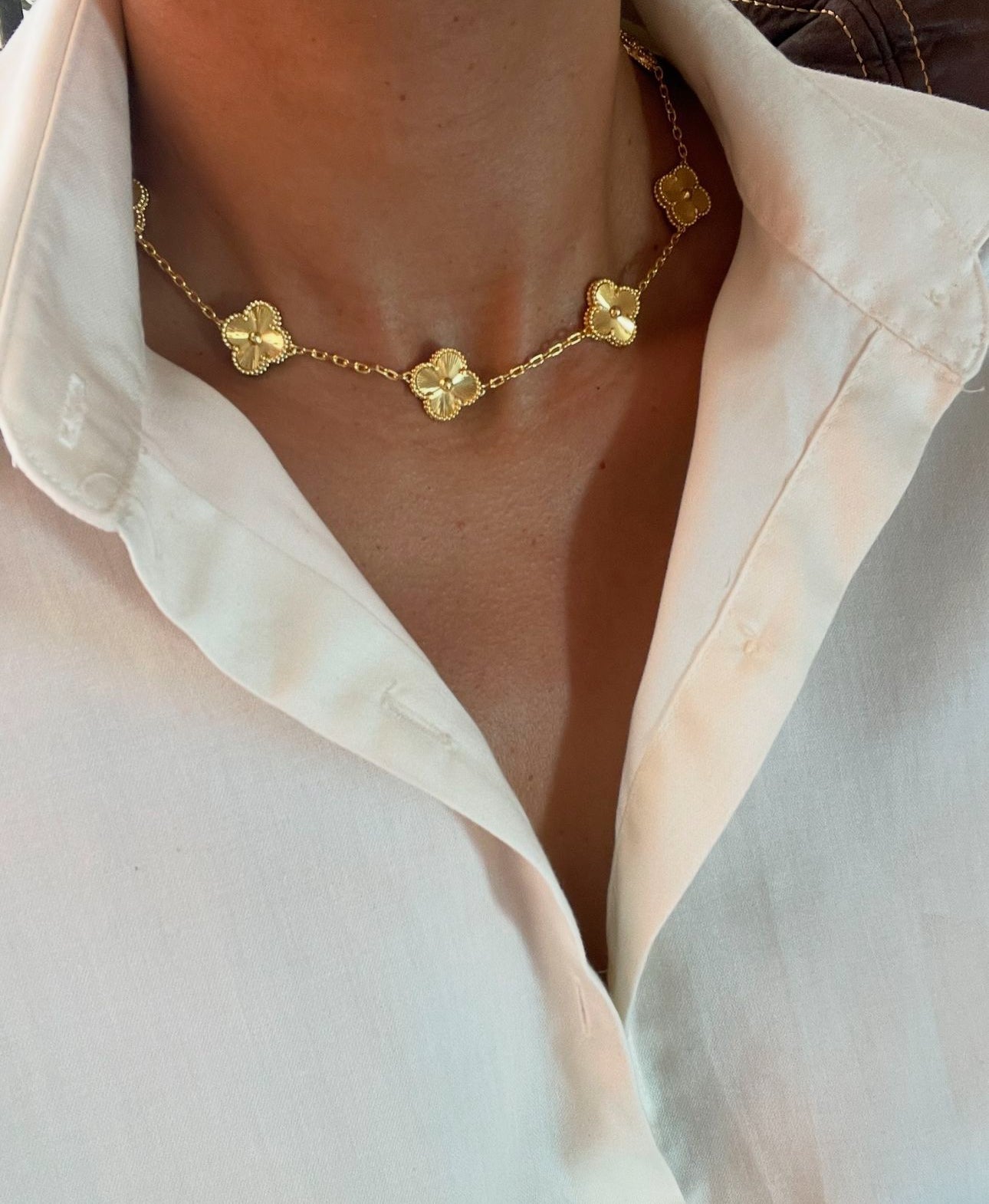 Golden Clover Embrace Necklace