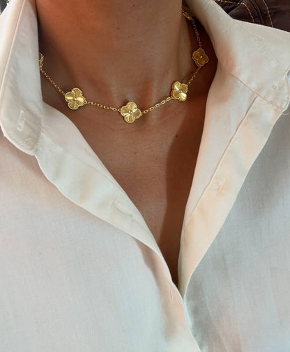 Golden Clover Embrace Necklace
